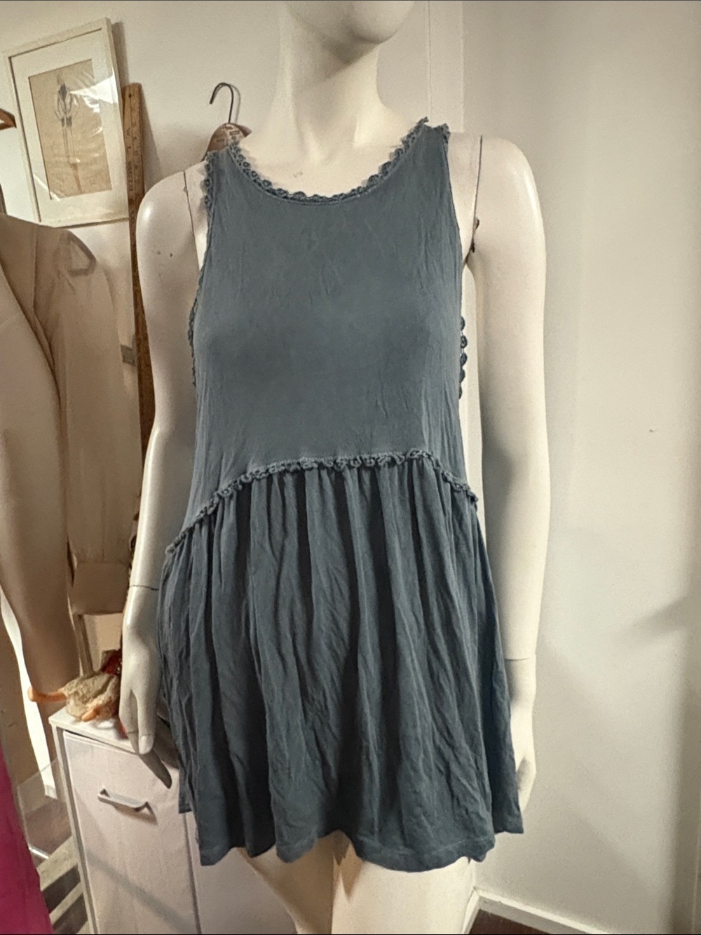POL Blue Sleeveless Tank Top Size Large